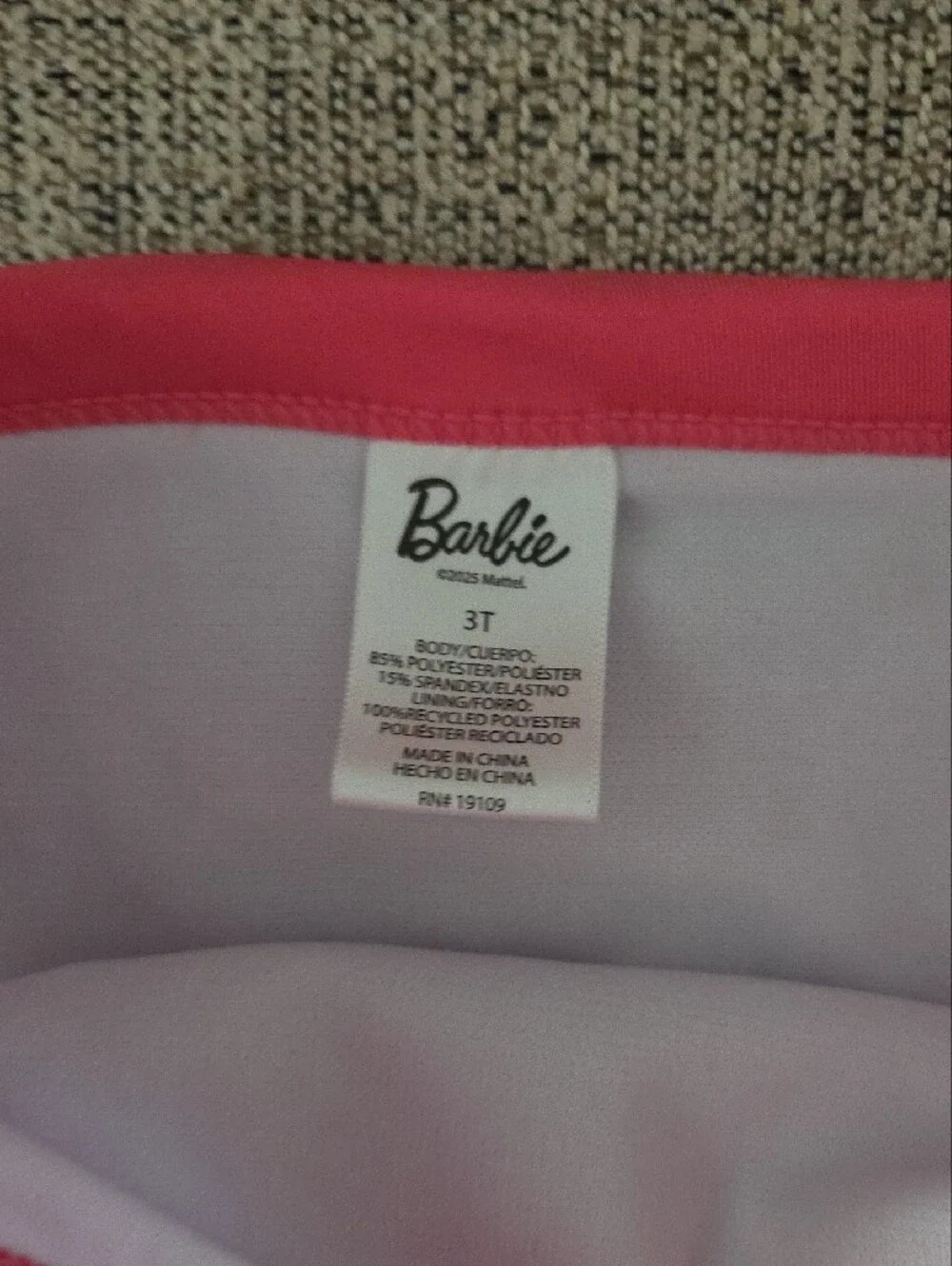 Mattel Barbie Pink Floral Long-Sleeve Rashguard Set with Hot Pink Trim